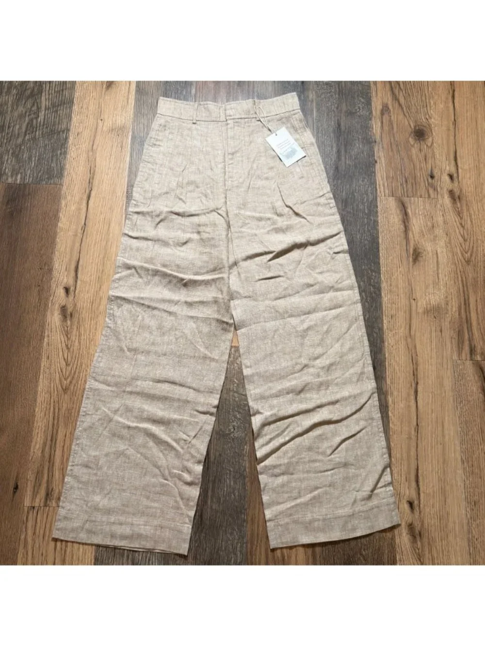 Everlane The Linen Way High Drape Pant Cornstalk Chambray Size 4 NWT